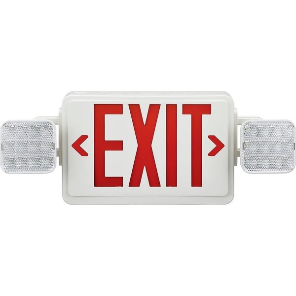 Global Industrial Combo LED Emergency Exit Sign, Red Letters w/ Battery Backup, Ceiling & Wall Mount 500781